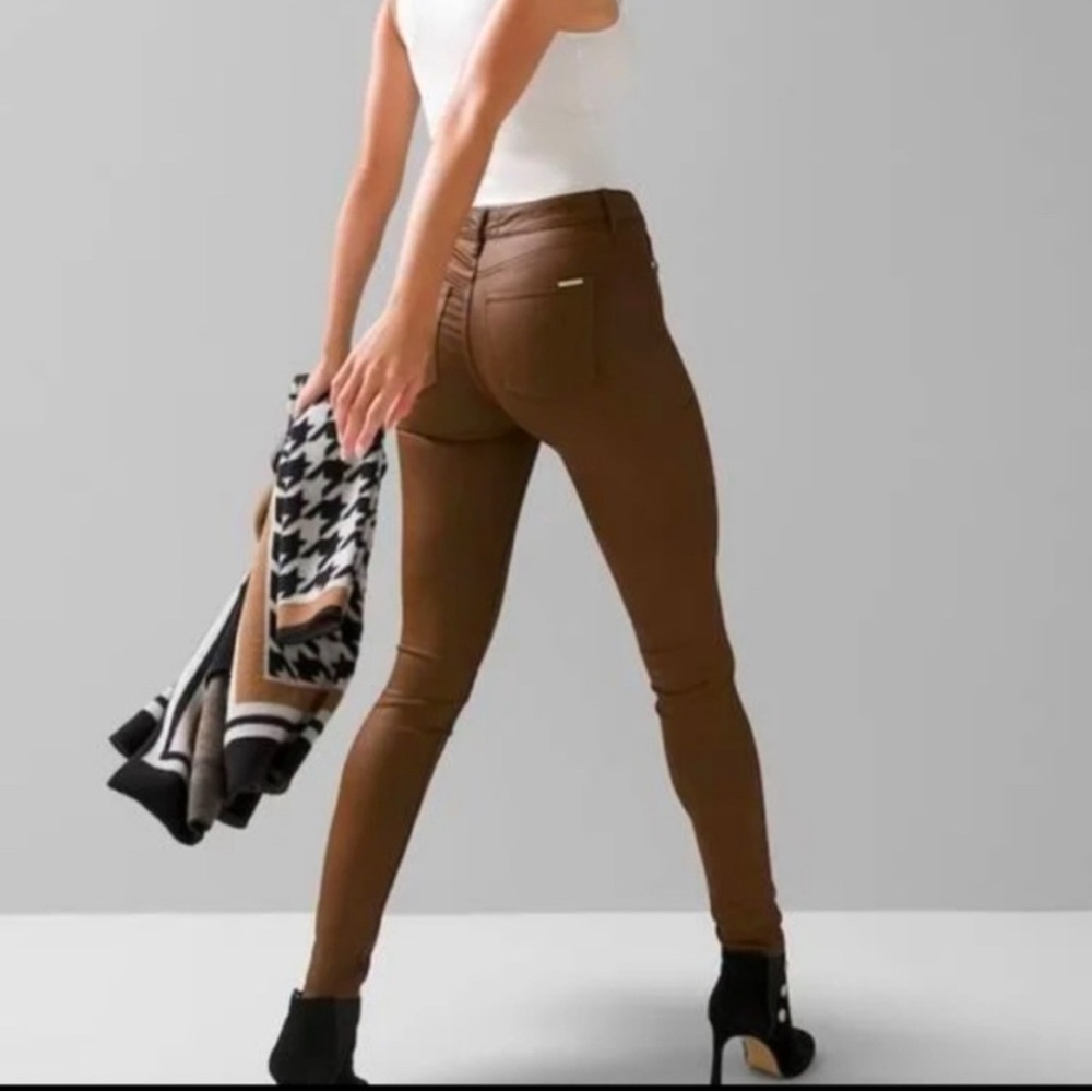 White House Black Market Brown Coated Jeans Size 6